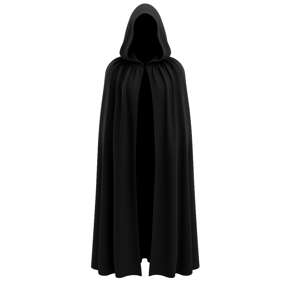 Mysterious Long Black Hooded Wizard Cloak