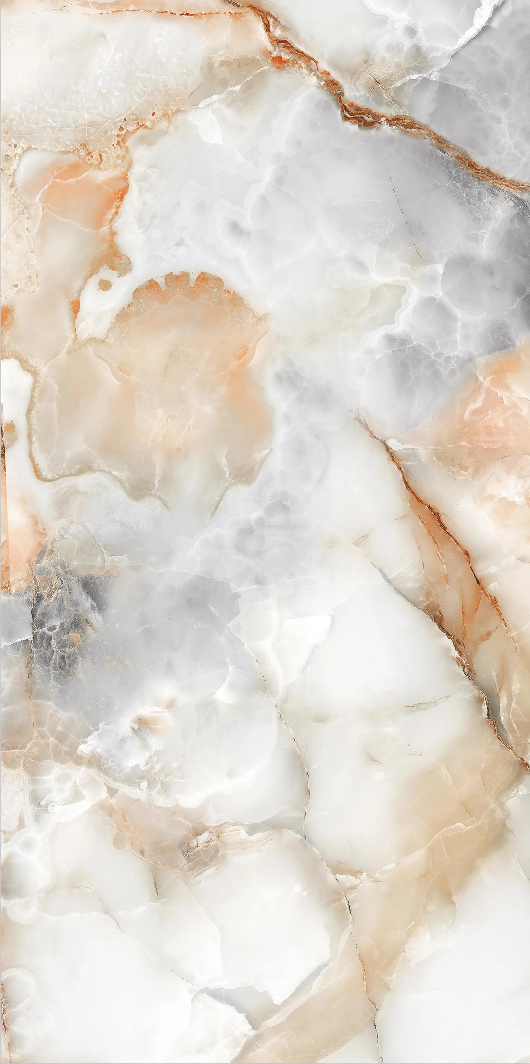 Natural Marble Texture with Orange and White Veins for Design Background
