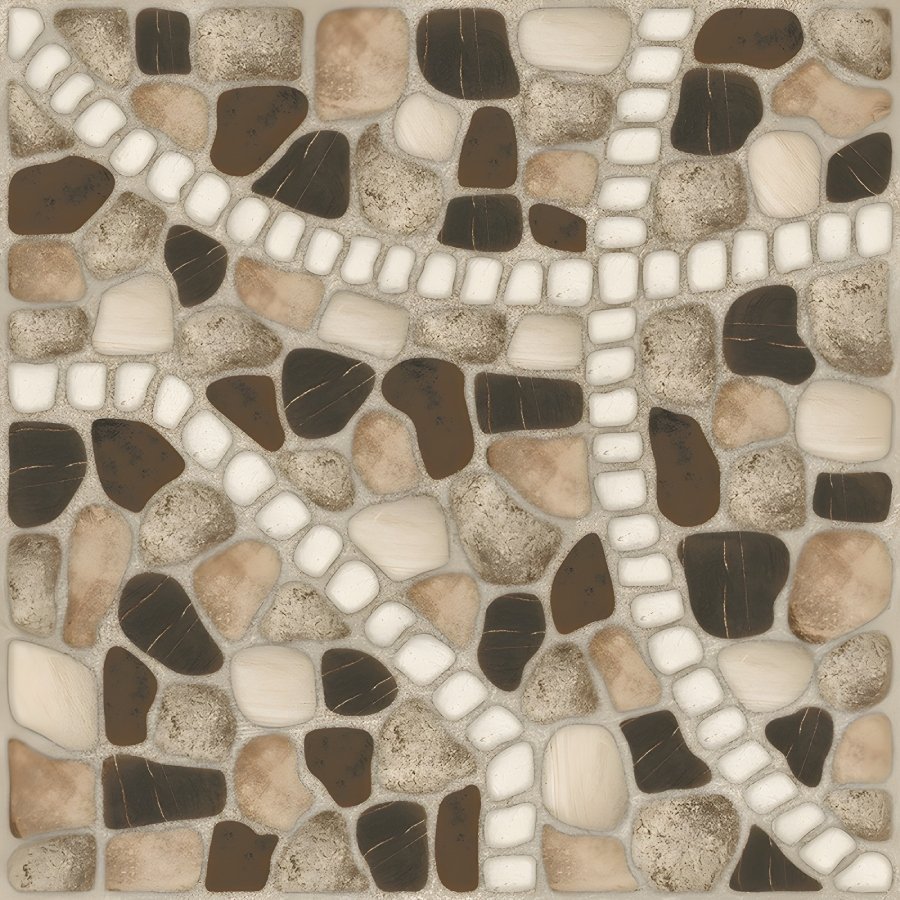 Natural Pebble Mosaic Winding Path Tile