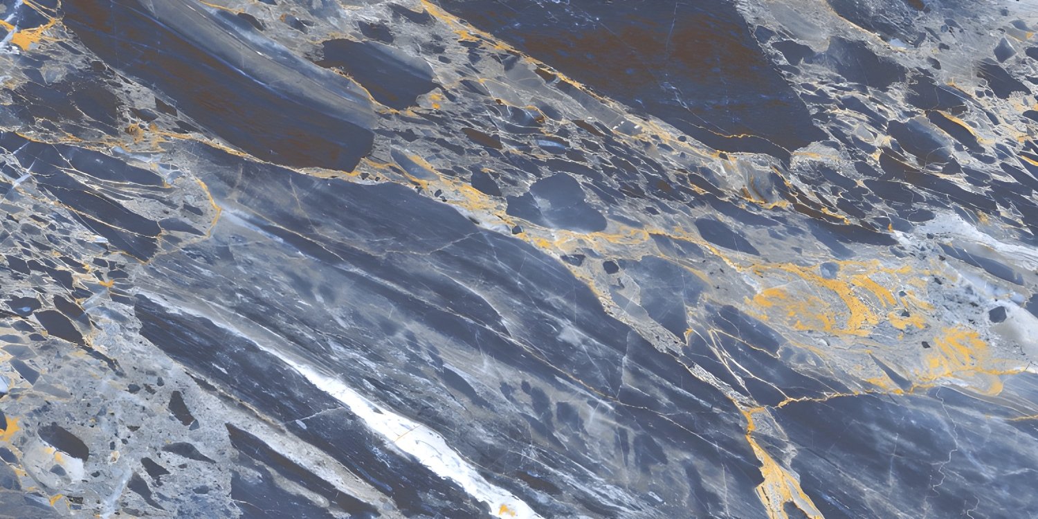 Navy Blue Marble Gold Veining Breccia