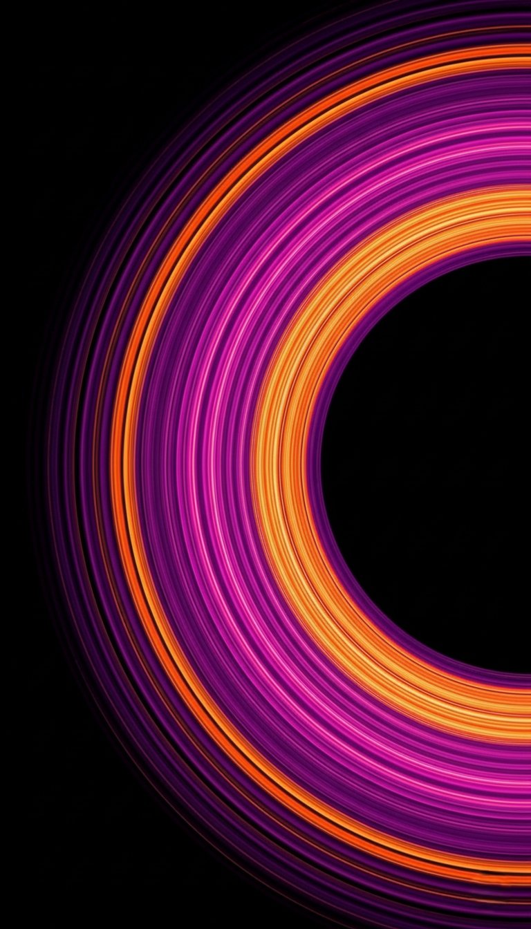 Neon Circular Light Trails Mobile Wallpaper