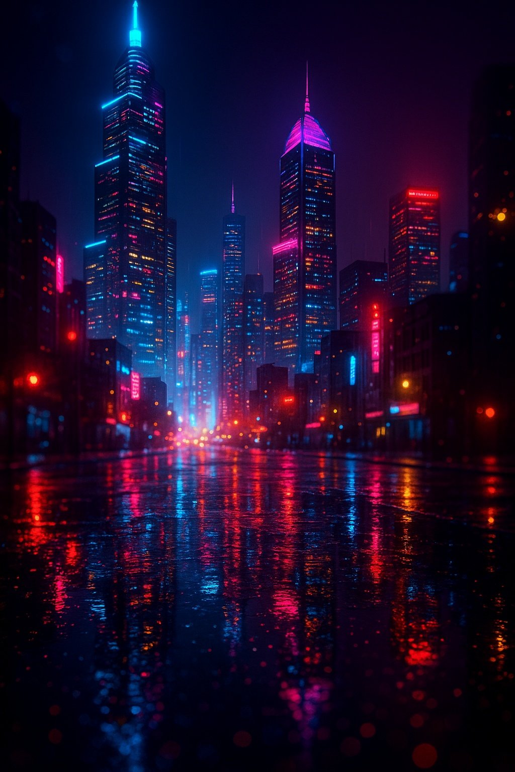 Neon Cityscape Cyberpunk Night Mobile Wallpaper