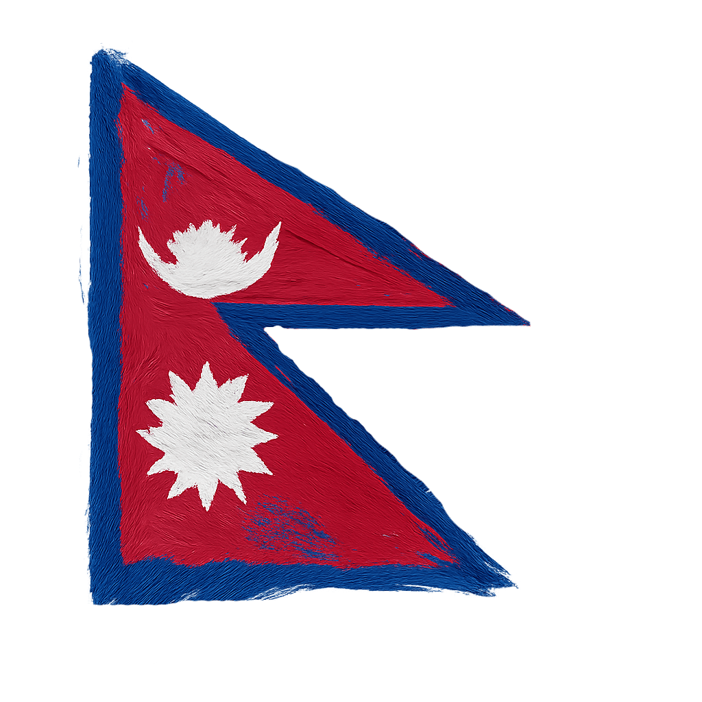 Nepal flag painted brush stroke transparent background