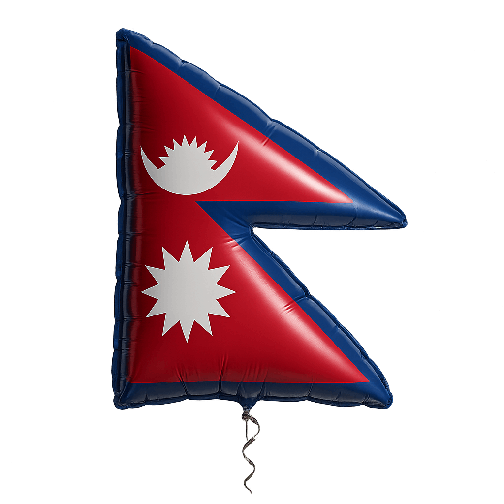 Nepal flag unique shape foil balloon transparent background