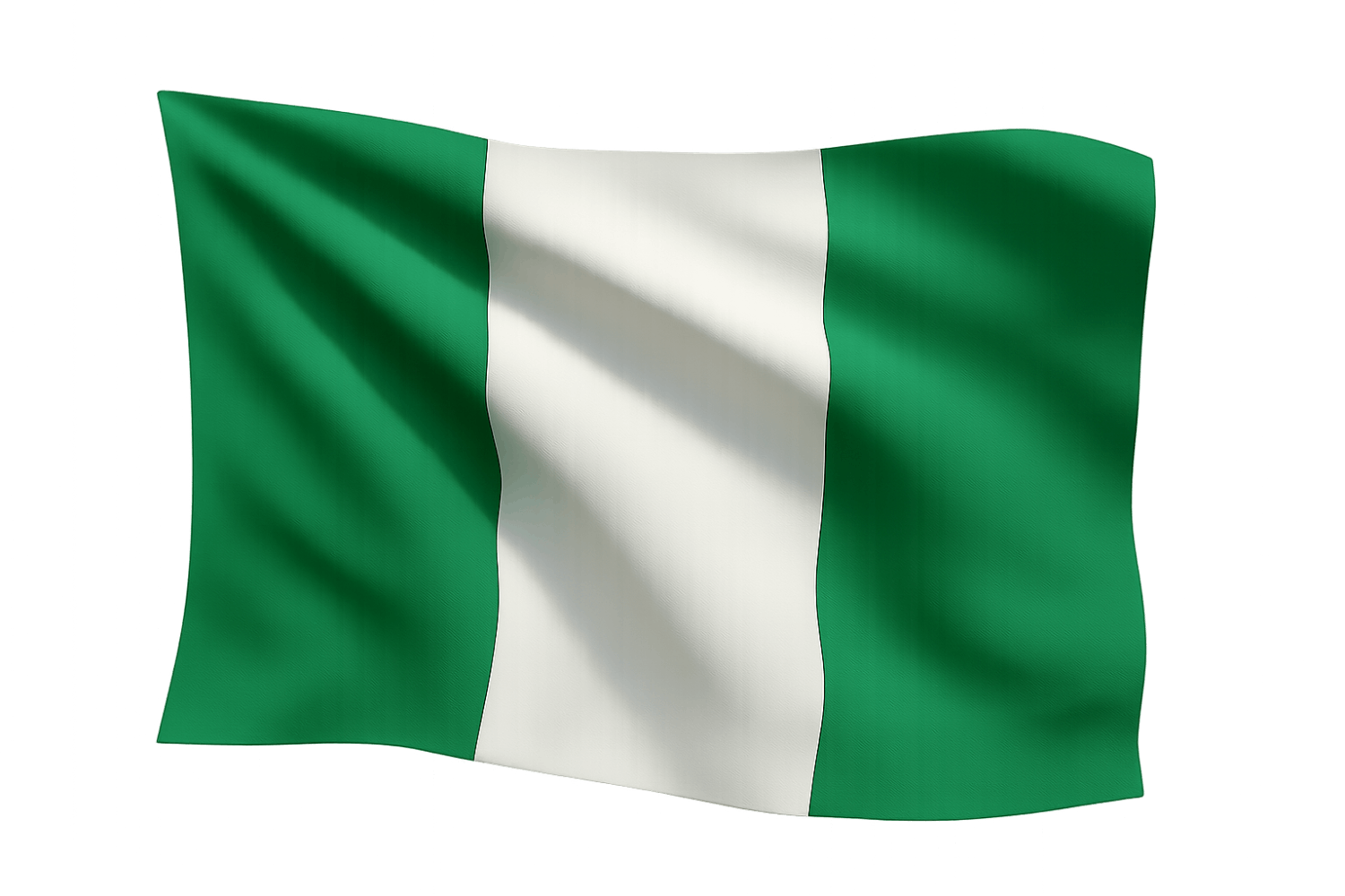 Nigeria flag waving smooth fabric transparent background