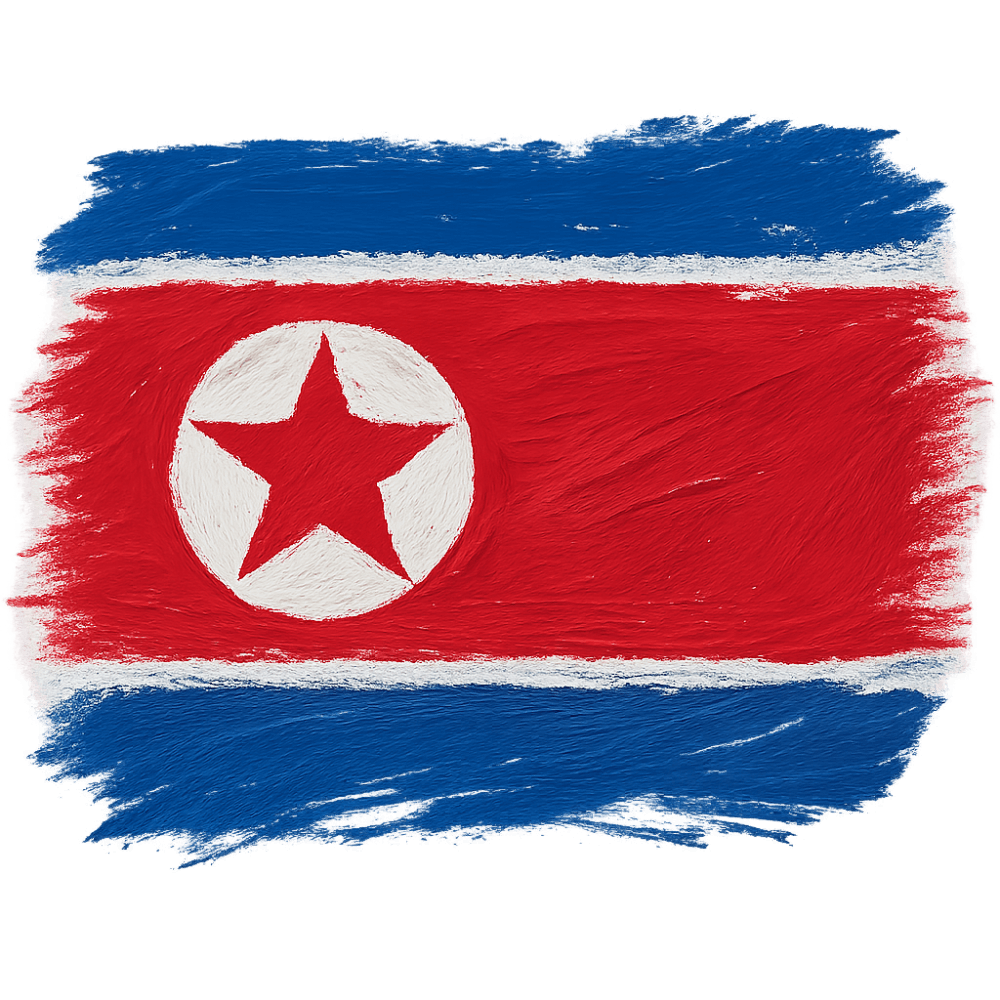 North Korea Flag Brush Stroke Texture transparent background