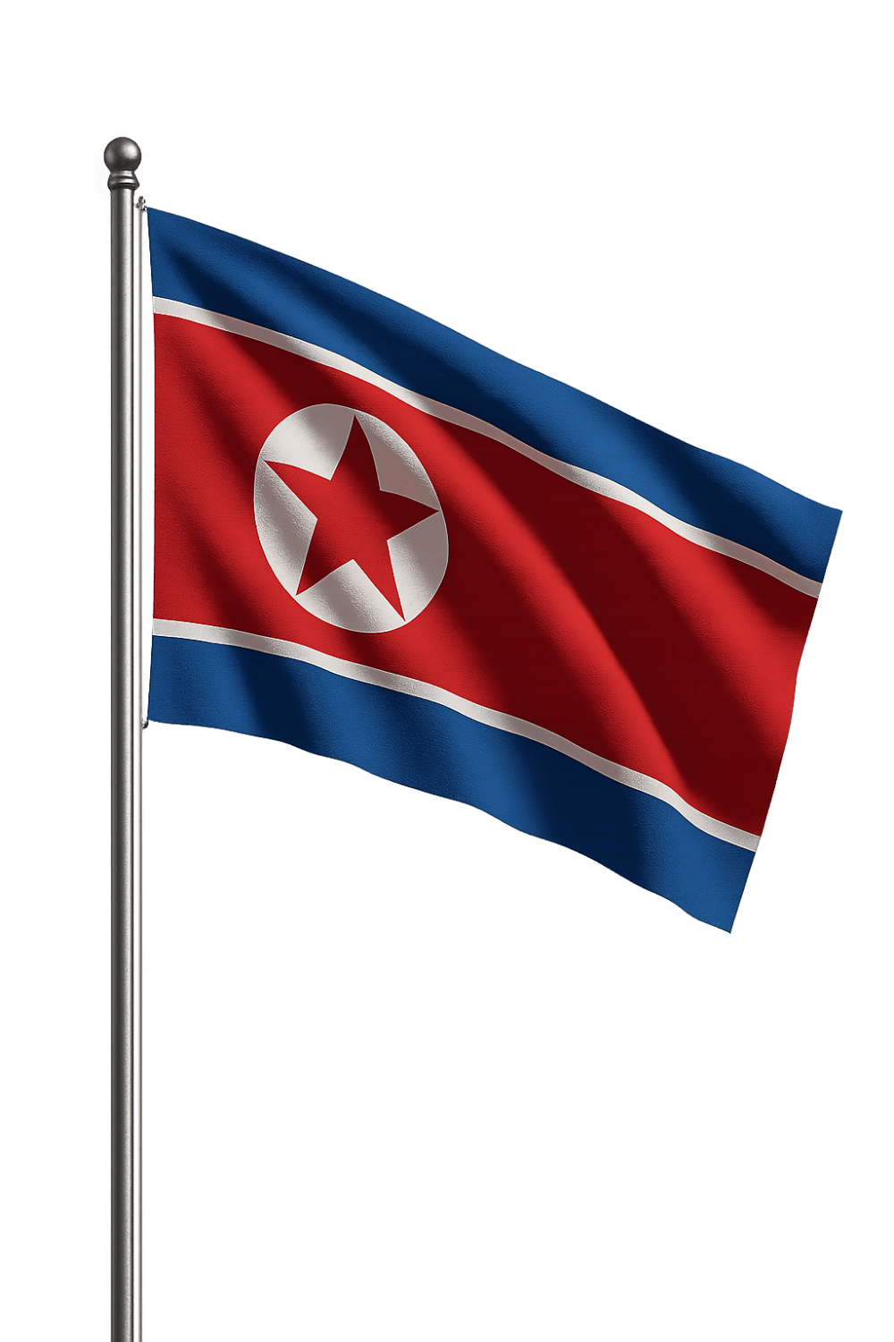 North Korea National Flag Waving Pole transparent background