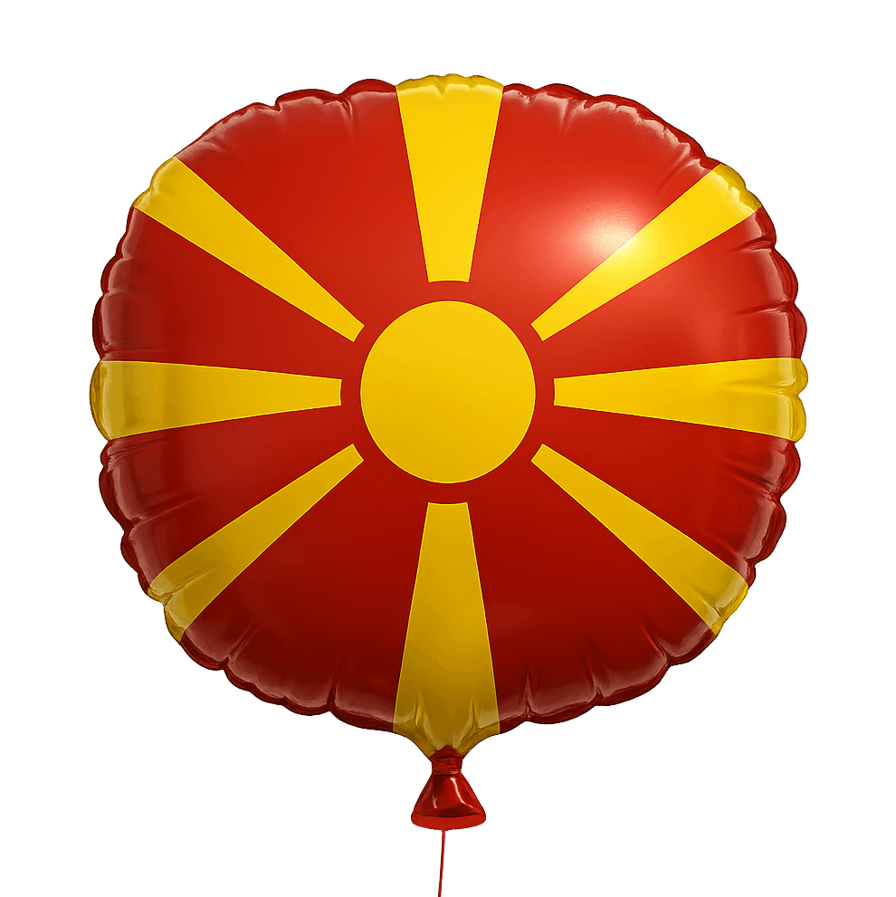 North Macedonia flag balloon mylar transparent background