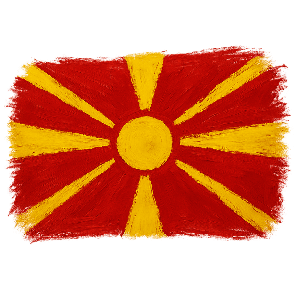 North Macedonia flag paint texture transparent background