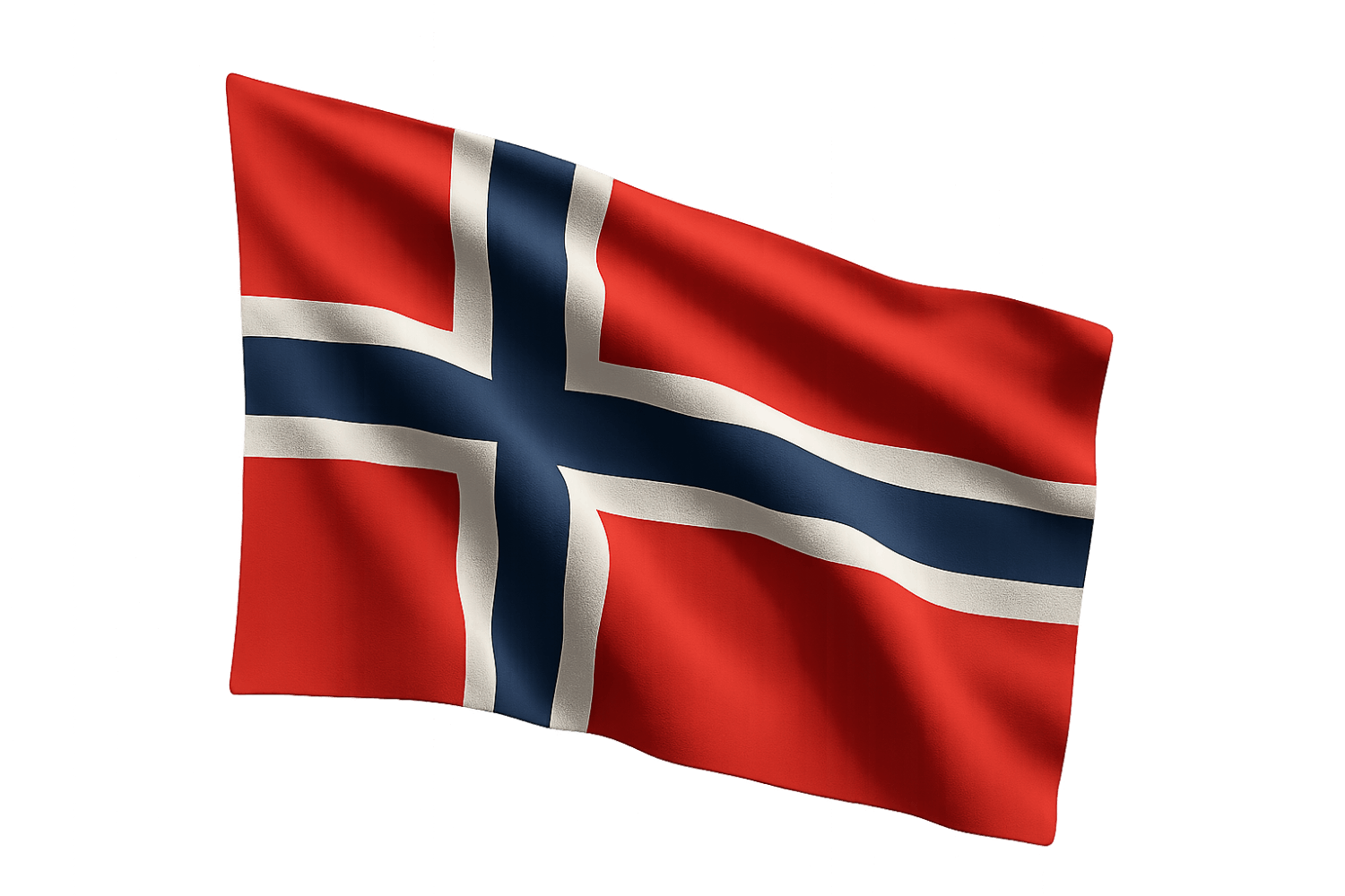 Norway flag waving smooth fabric transparent background