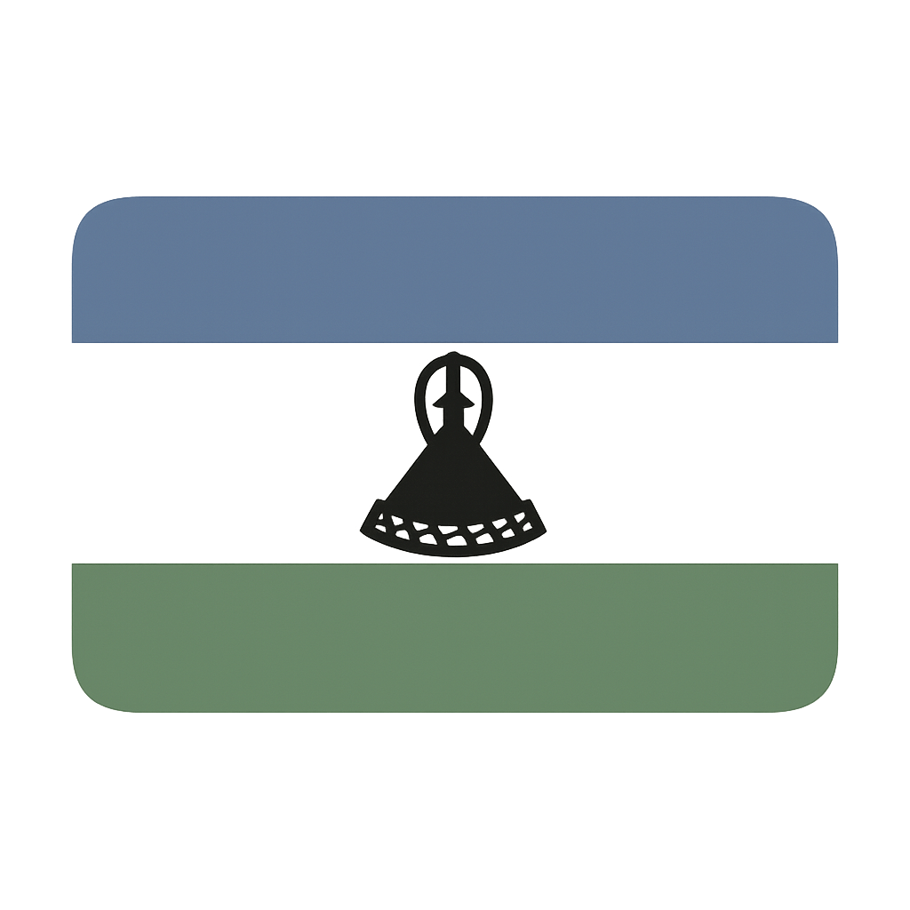 Official Lesotho Flag Icon Transparent Background