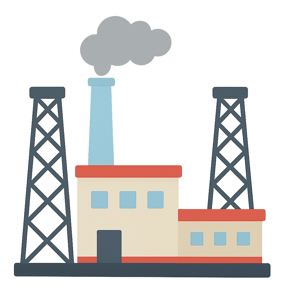 Oil Rig Factory Towers Smoke Transparent Background