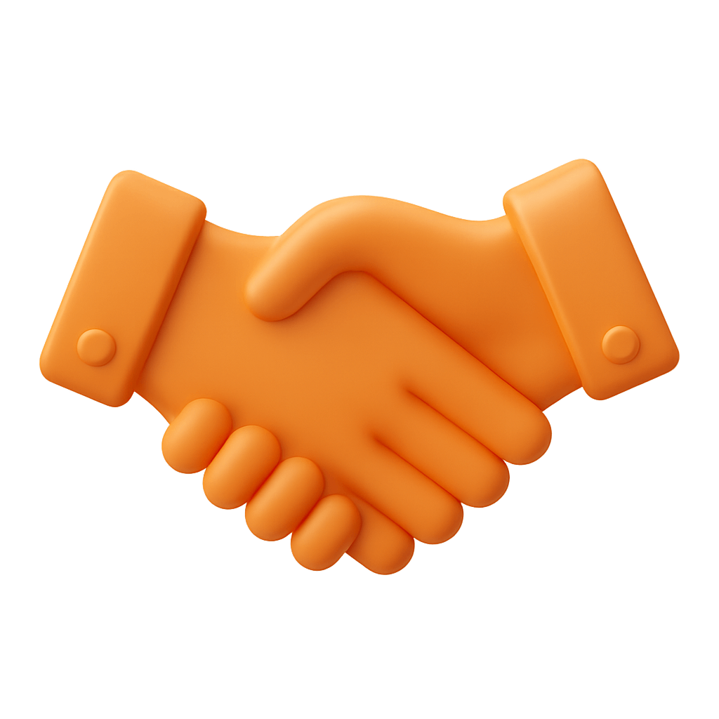 Orange 3D Handshake Agreement Deal Icon