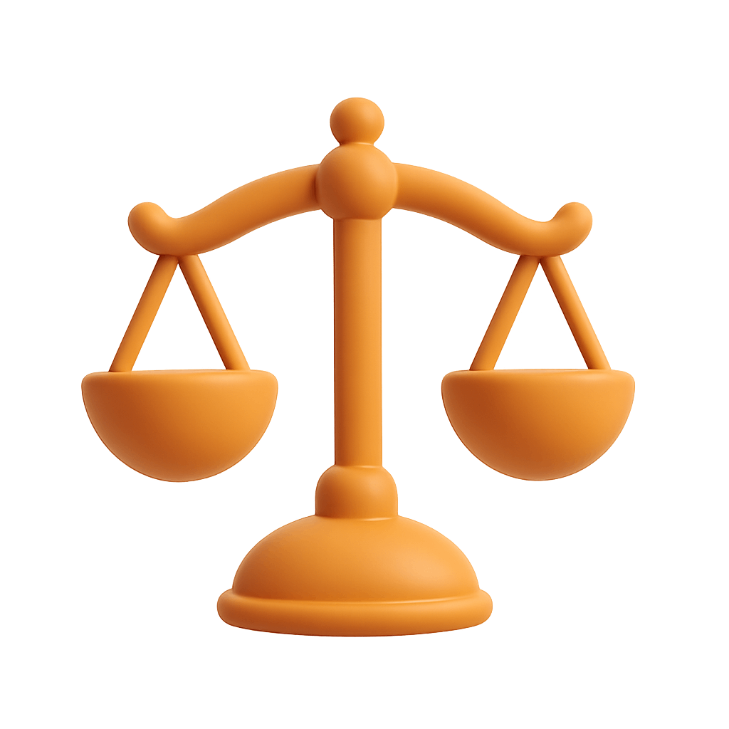 Orange 3D Scale of Justice Icon