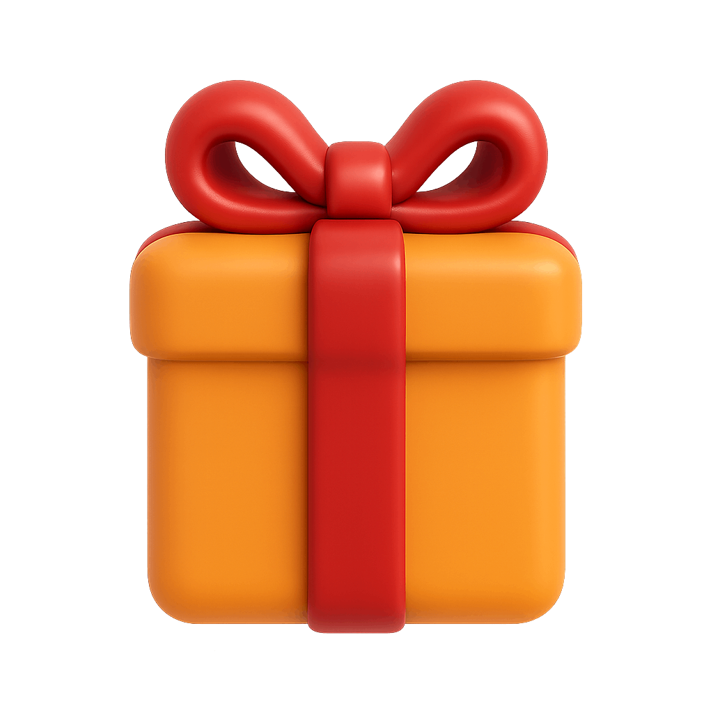Orange Gift Box Red Bow 3D Icon