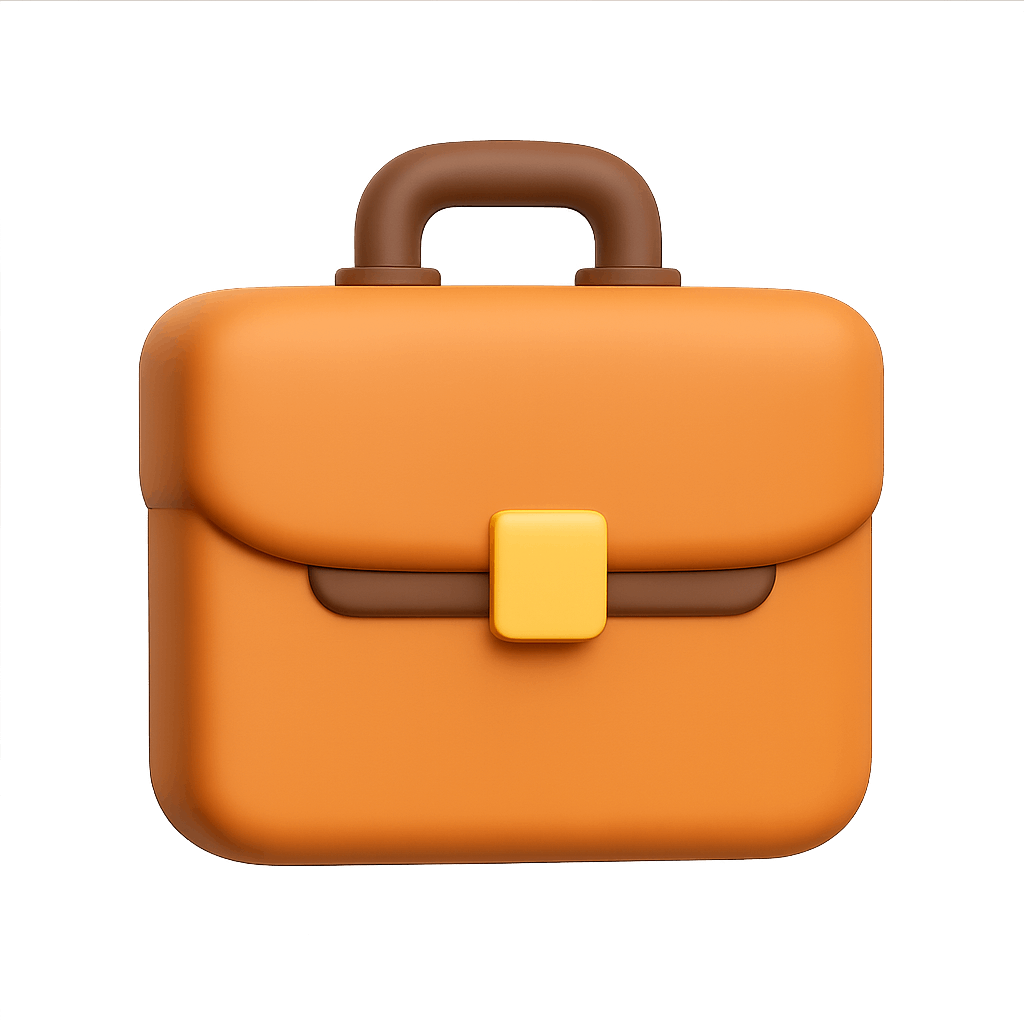 Orange Leather Briefcase Icon Representing Business and Professional Concepts