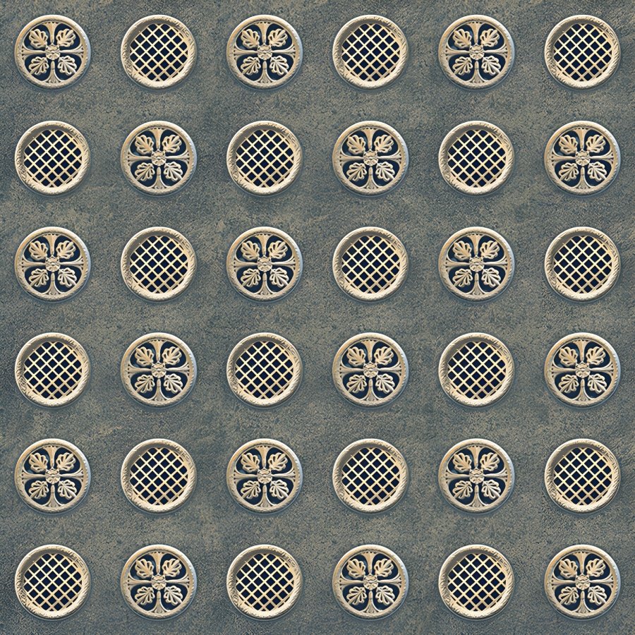 Ornate Brass-Look Circular Parking Tile Pattern
