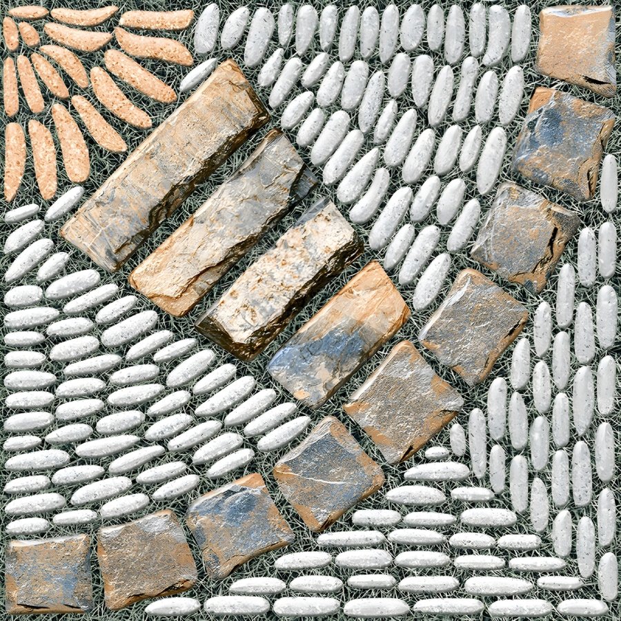 Outdoor Pebble Mosaic Stone Patio Tile