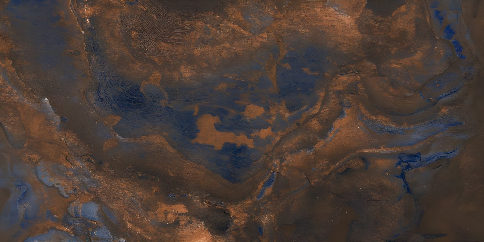 Oxidized Copper and Navy Swirl Marble