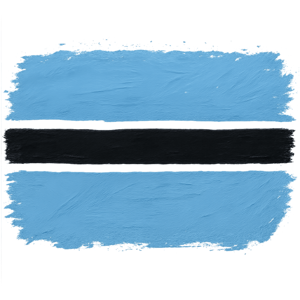 Painted Botswana Flag Brush Stroke Transparent Background