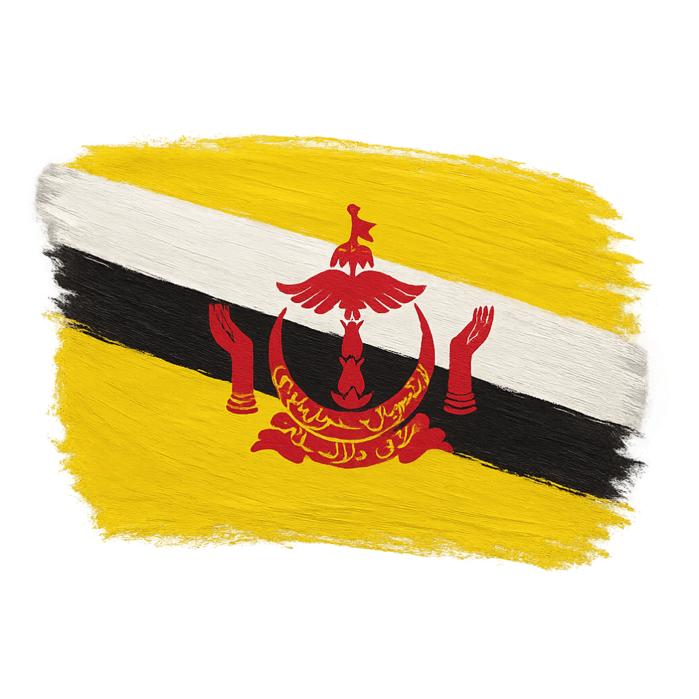 Painted Brunei Flag Brush Stroke Transparent Background