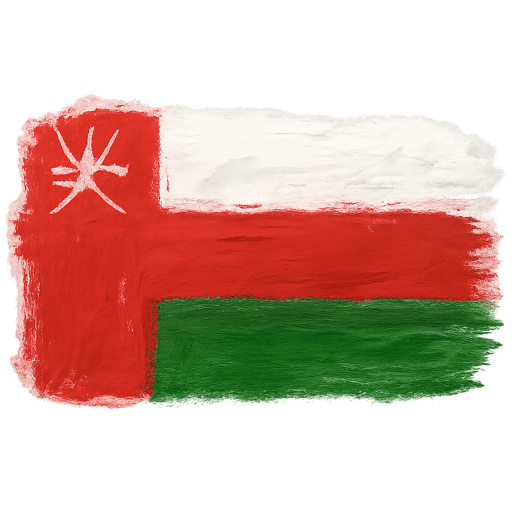 Painted Brush Stroke Oman Flag, transparent background