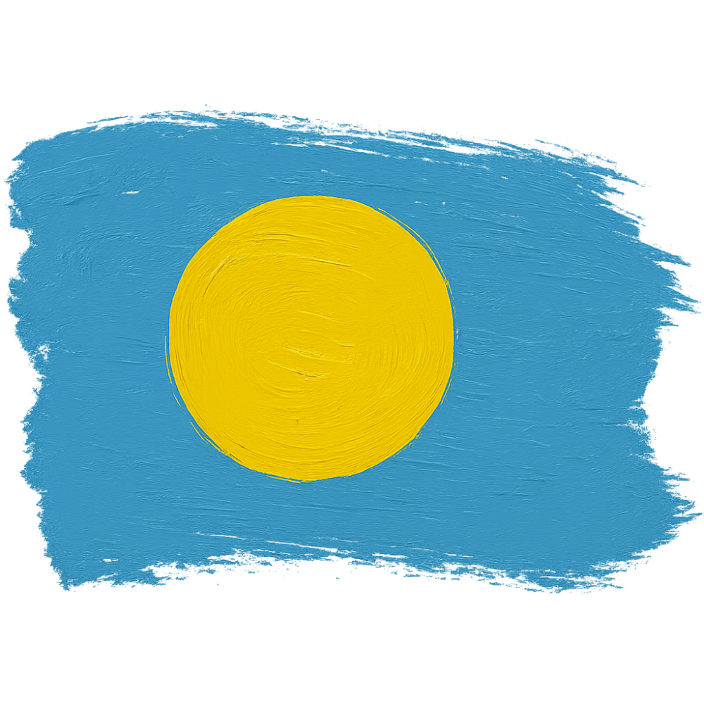 Painted Brush Stroke Palau Flag, transparent background