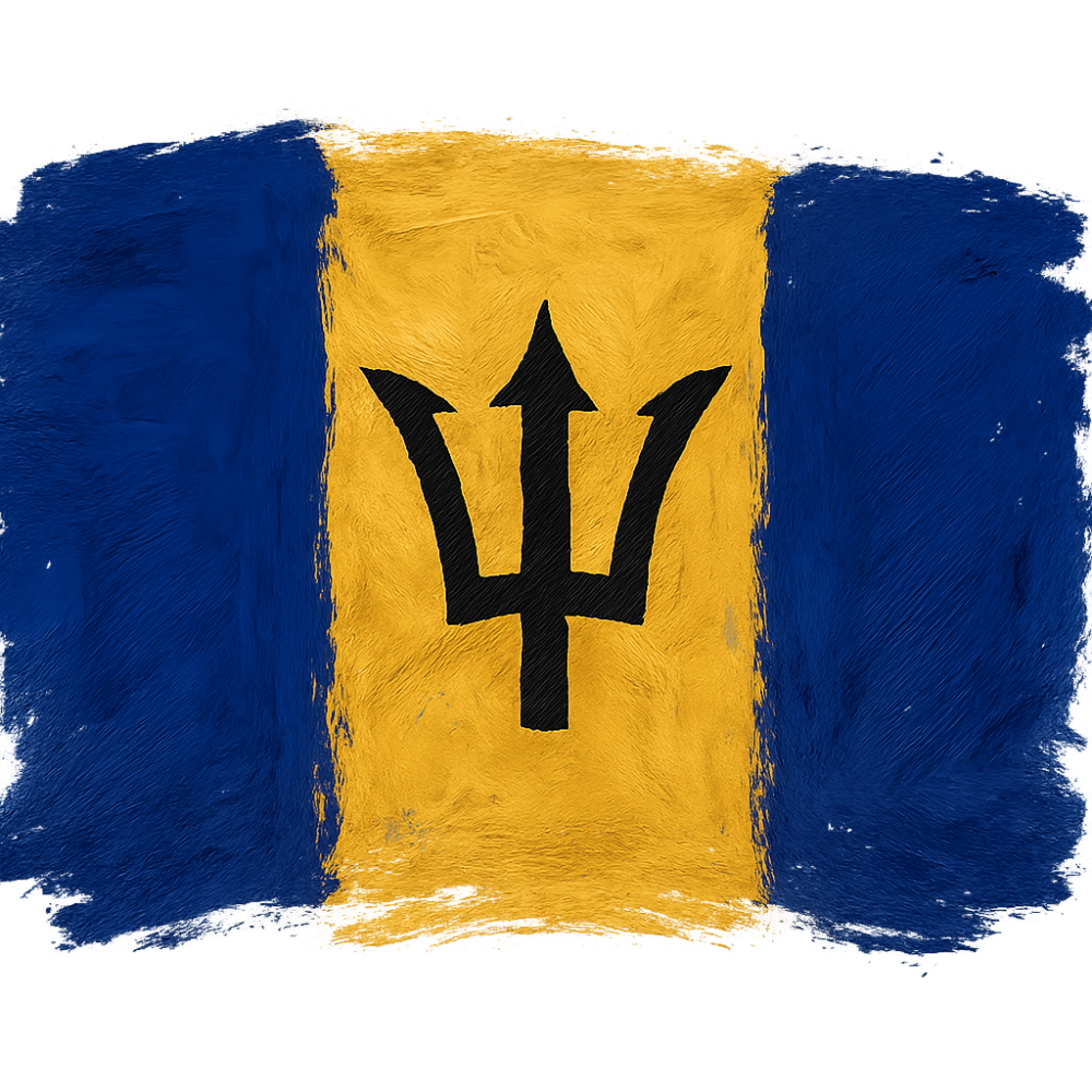 Painted Brushstroke Flag of Barbados Transparent Background