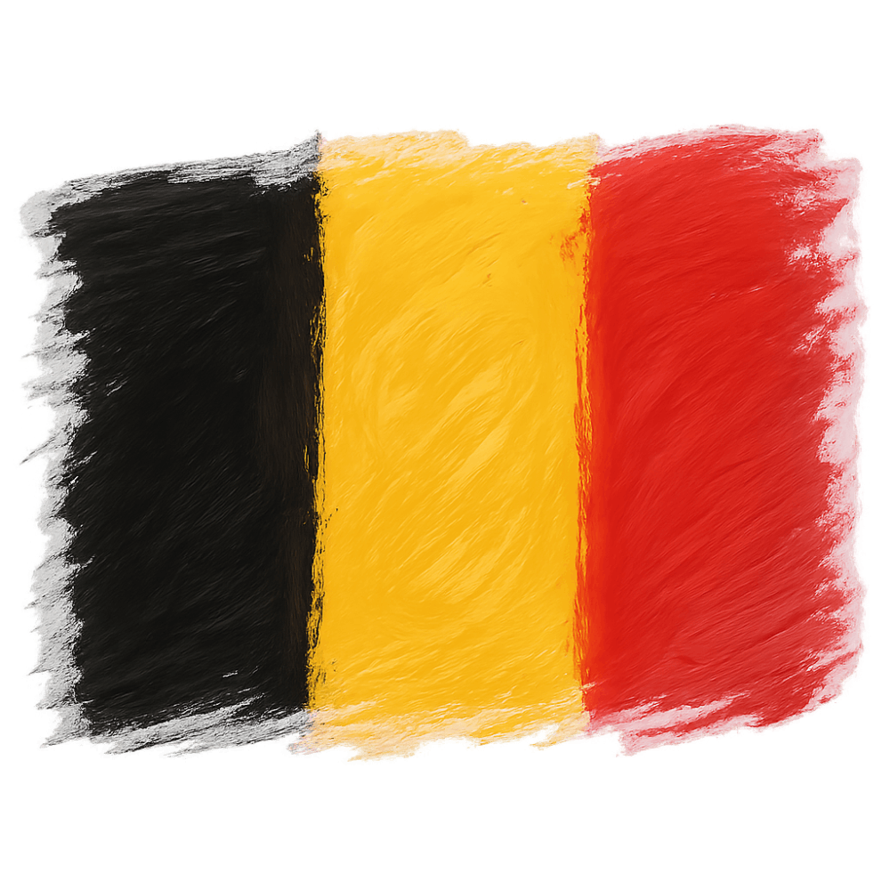 Painted Brushstroke Flag of Belgium Transparent Background