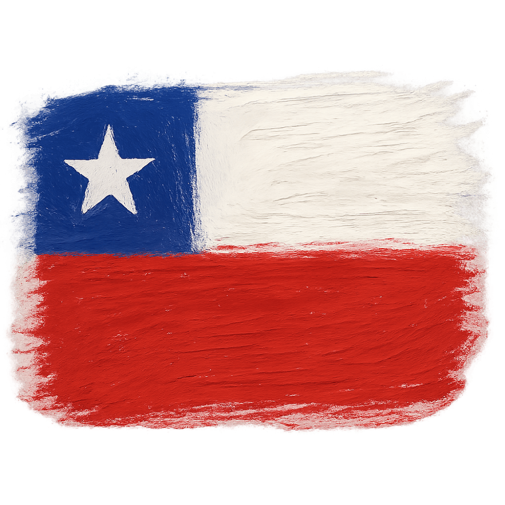 Painted Chilean Flag, Transparent Background Style.