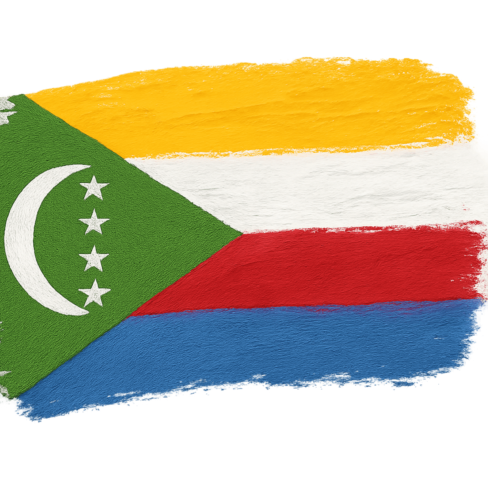 Painted Comoros Flag, Transparent Background Style.