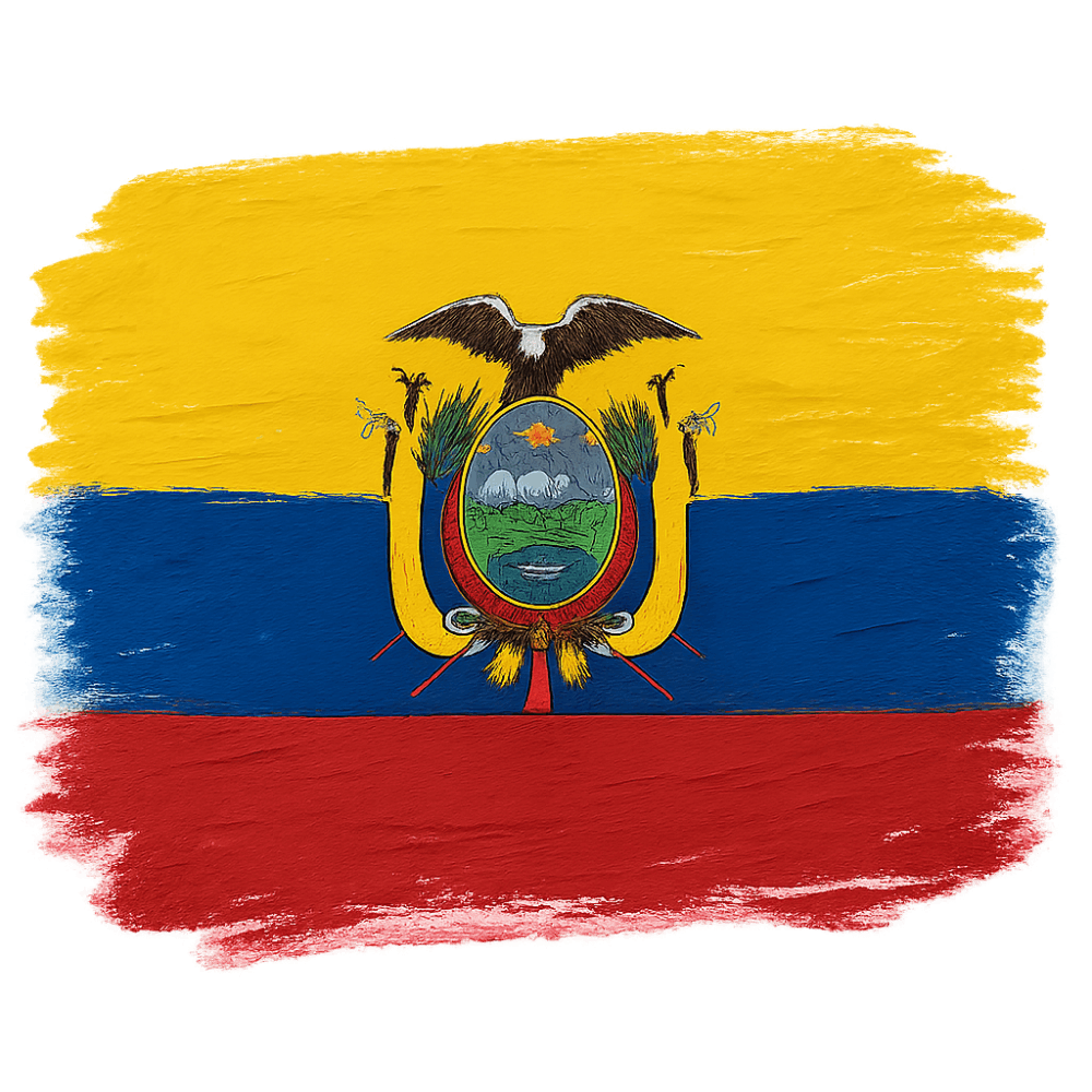 Painted Ecuador Flag Brush Strokes Transparent Background