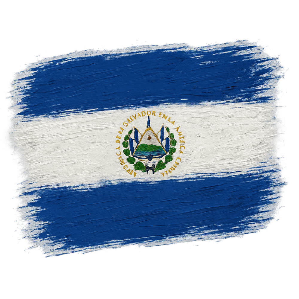Painted El Salvador Flag Brush Strokes Transparent Background