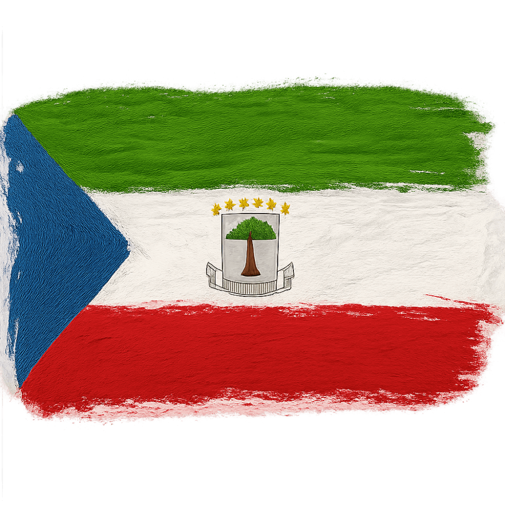 Painted Equatorial Guinea Flag Brush Strokes Transparent Background