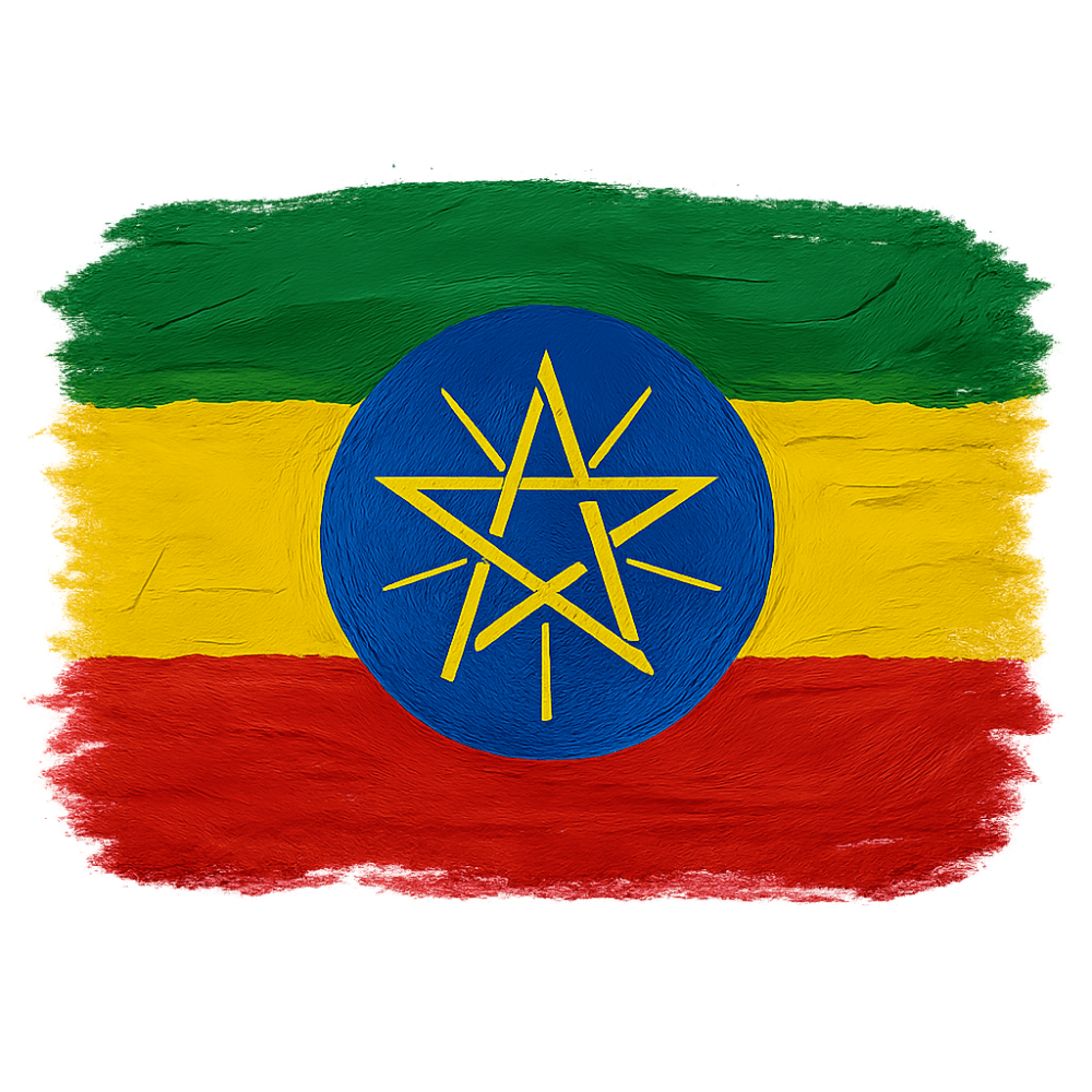 Painted Ethiopia Flag Brush Strokes Transparent Background