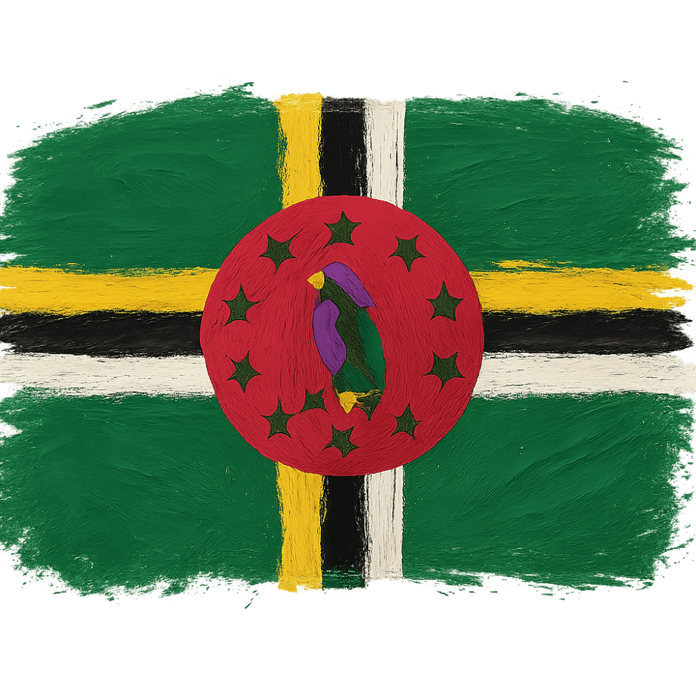 Painted Flag of Dominica with transparent background