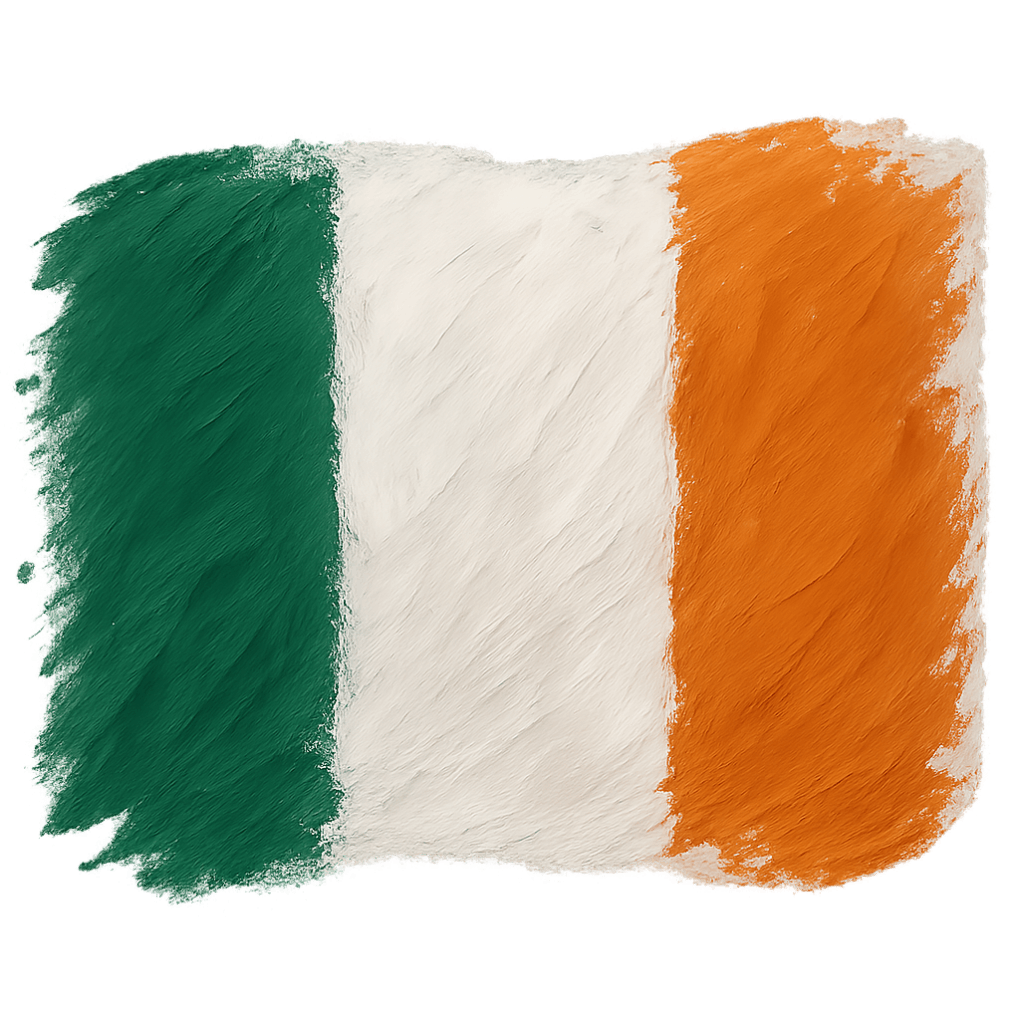 Painted Ireland Flag Brush Strokes Transparent Background