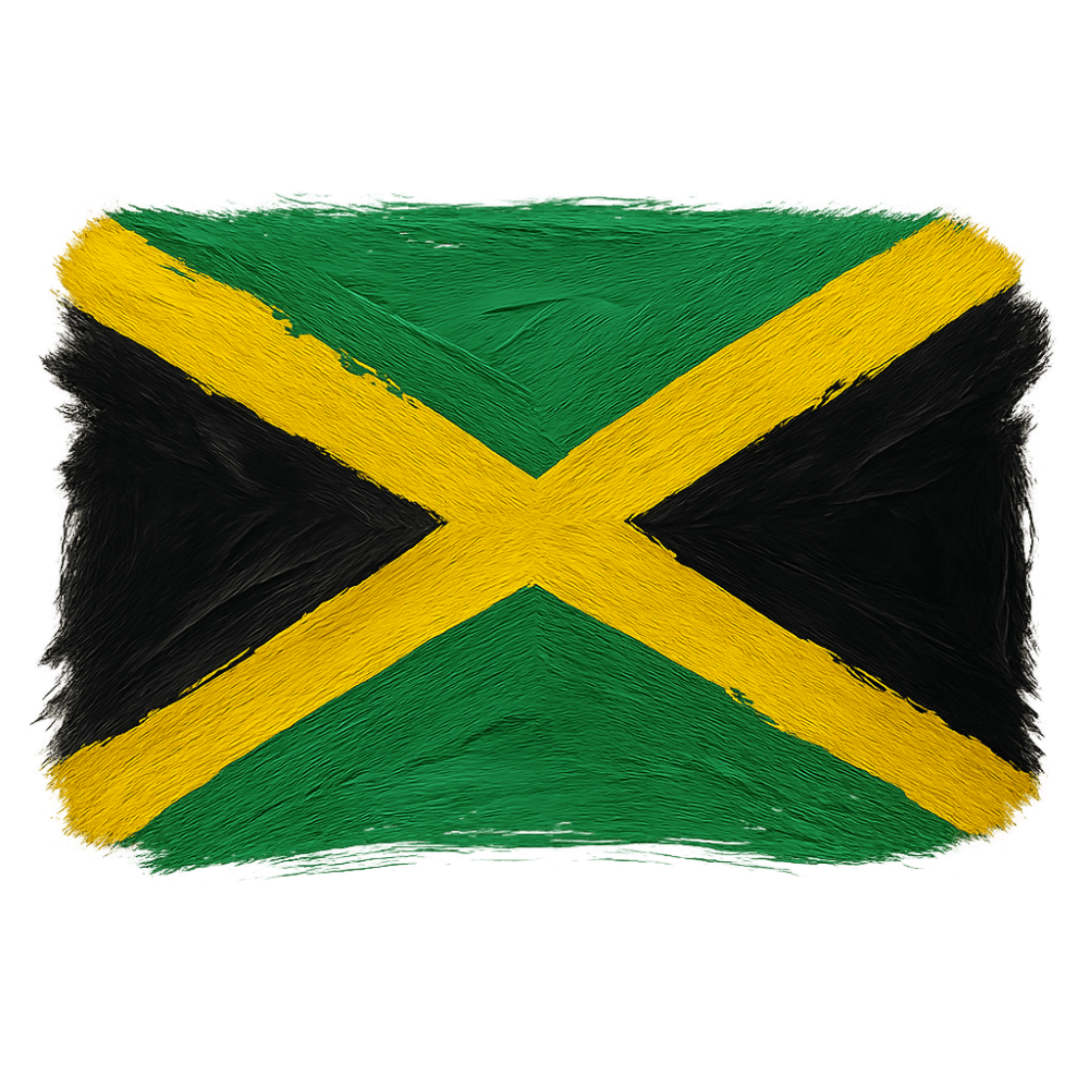 Painted Jamaica Flag Brush Strokes Transparent Background