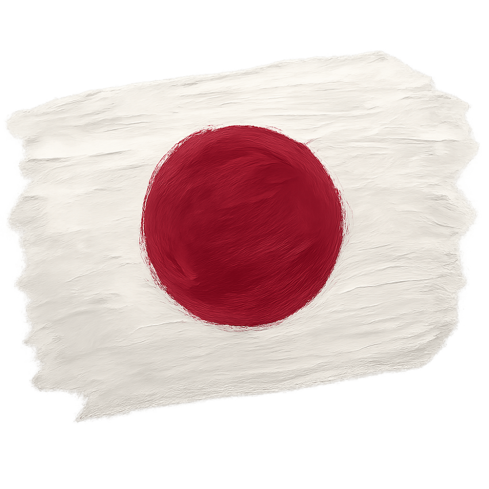 Painted Japan Flag Brush Strokes Transparent Background