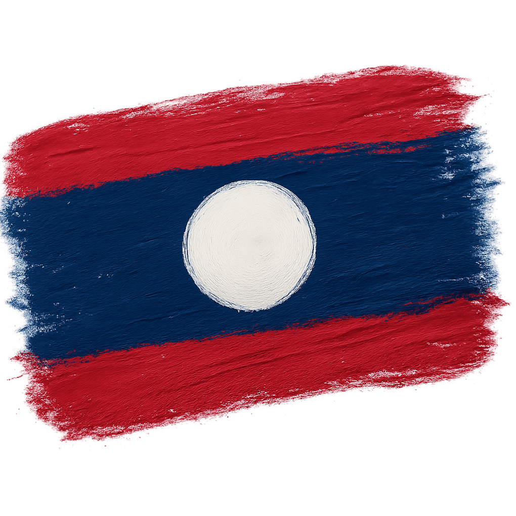 Painted Laos Flag Brush Stroke Transparent Background