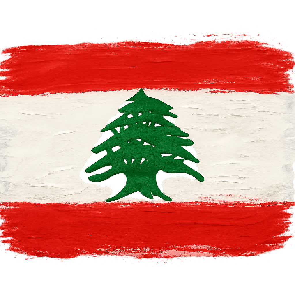 Painted Lebanon Flag Brush Stroke Transparent Background