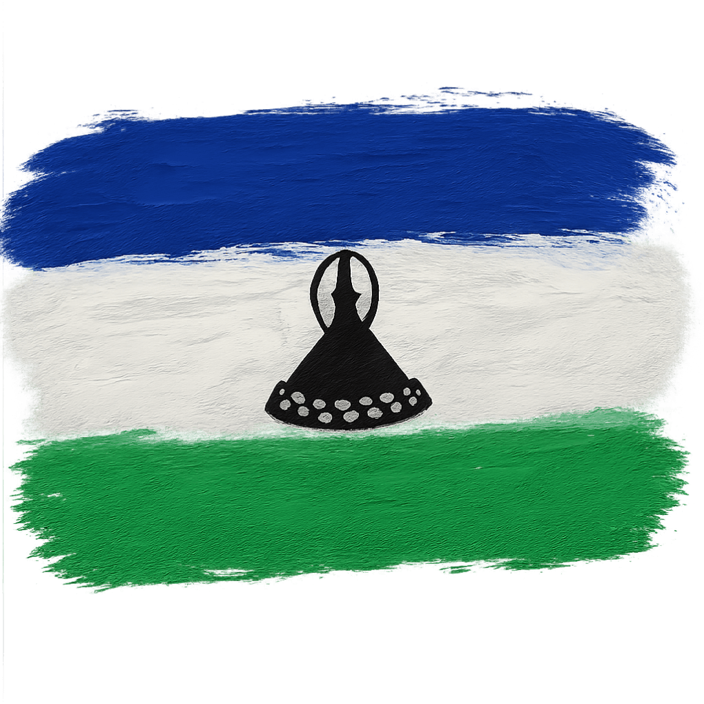 Painted Lesotho Flag Image with Transparent Background