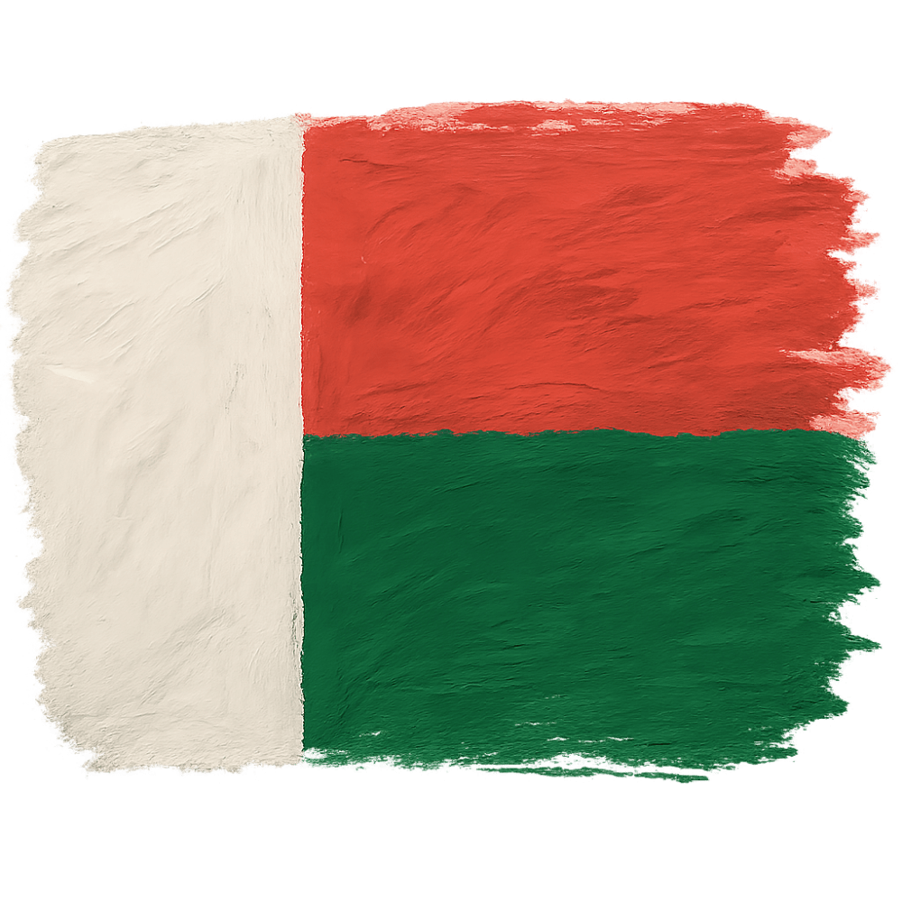 Painted Madagascar Flag Brush Stroke, transparent background