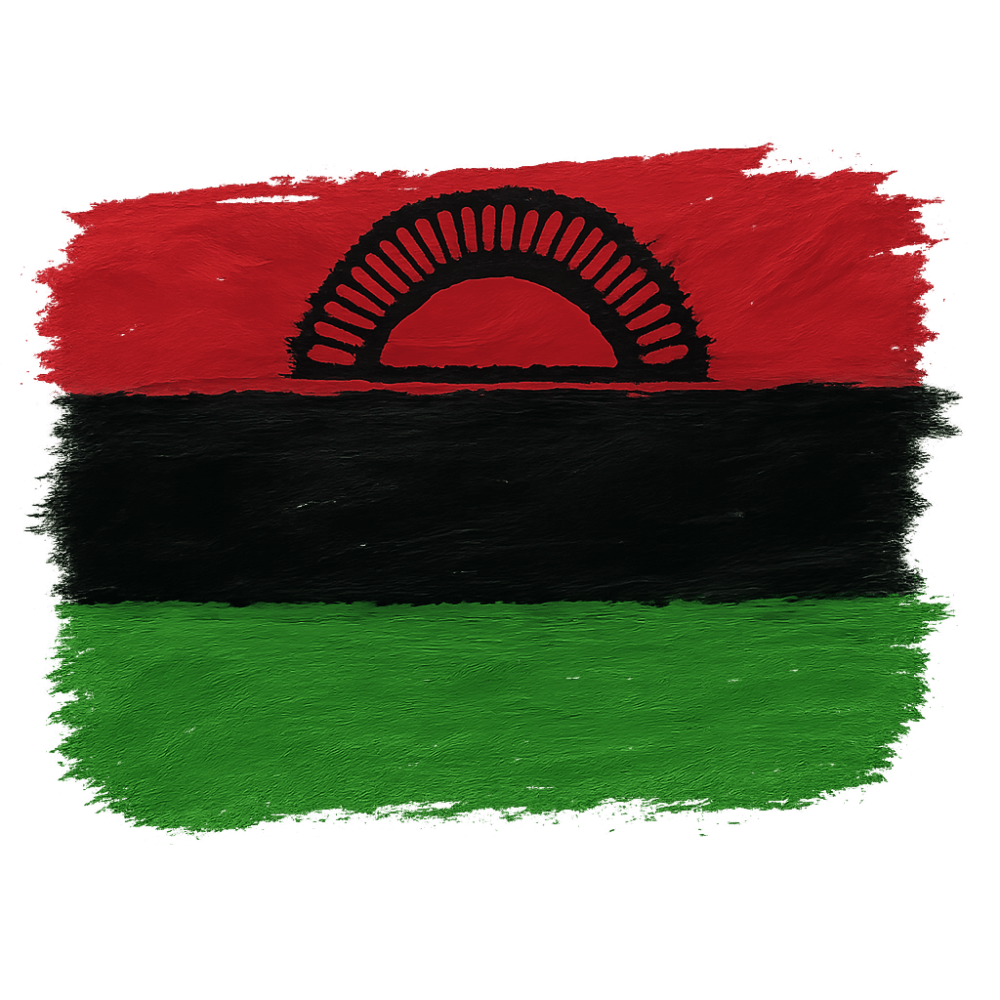 Painted Malawi Flag Brushstroke Art, transparent background