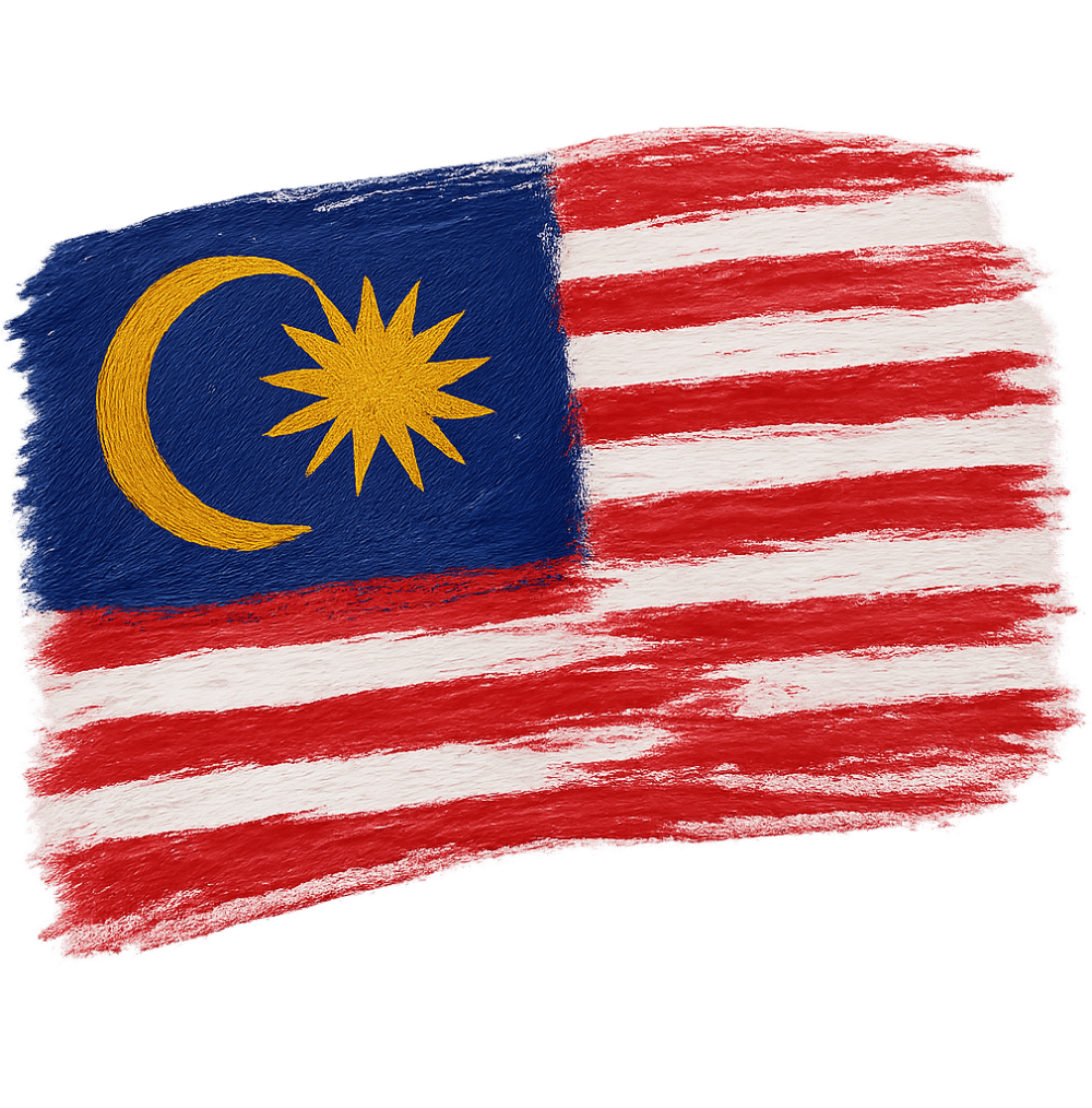Painted Malaysia Flag Brushstroke Art, transparent background
