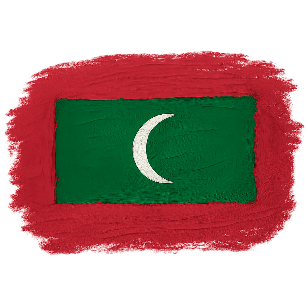 Painted Maldives Flag Brushstroke Art, transparent background