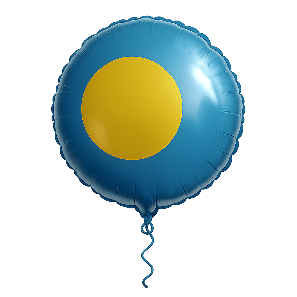 Palau Flag Foil Balloon, transparent background