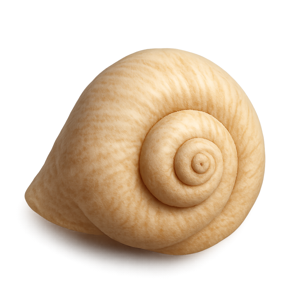 Pale, Textured Spiral Snail Shell on Gray