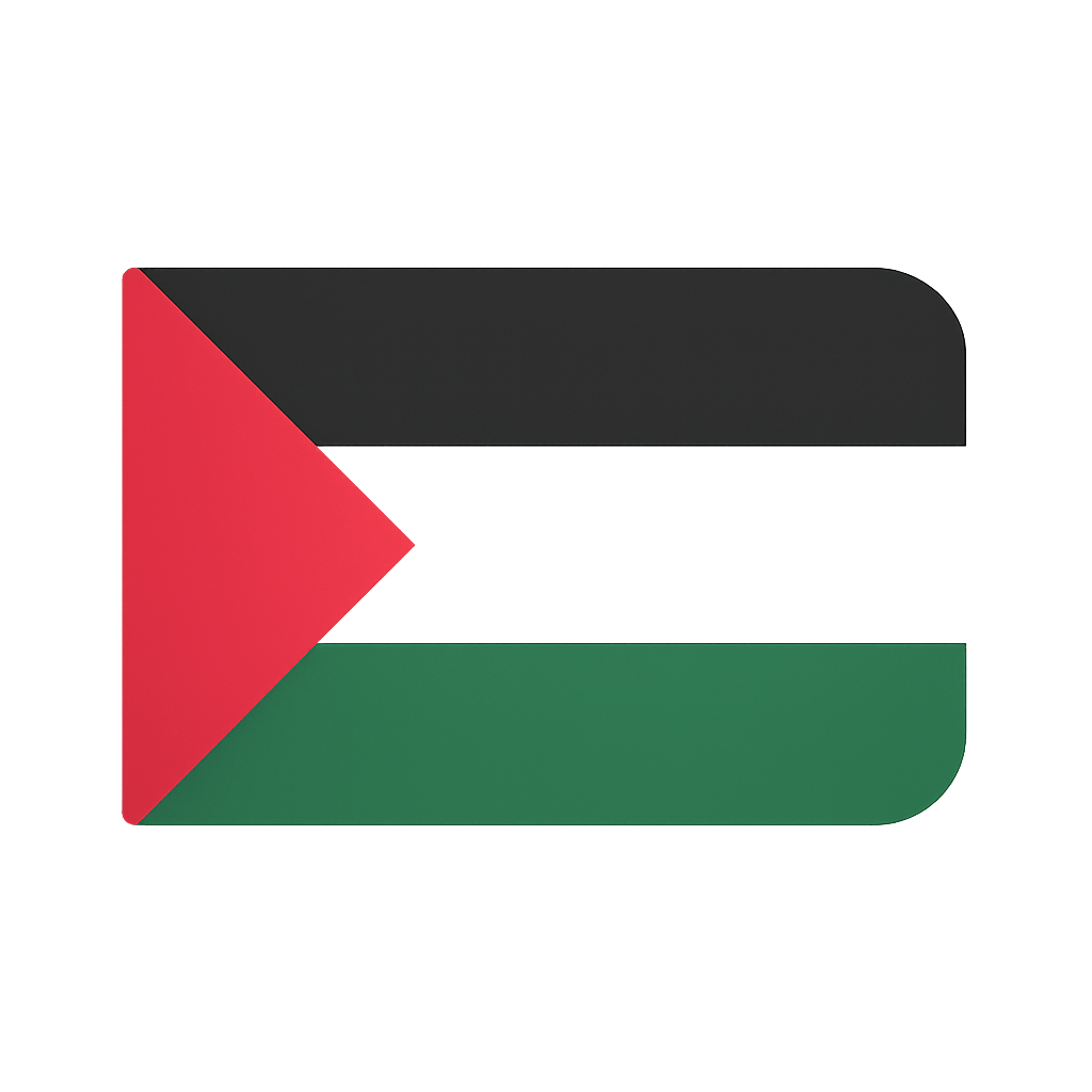 Palestine Flag Rounded Icon, Vector Transparent Background