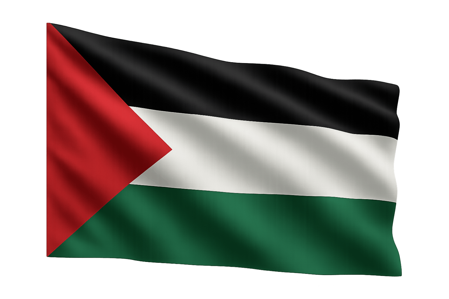 Palestine Flag Waving Realistic, Isolated Transparent Background